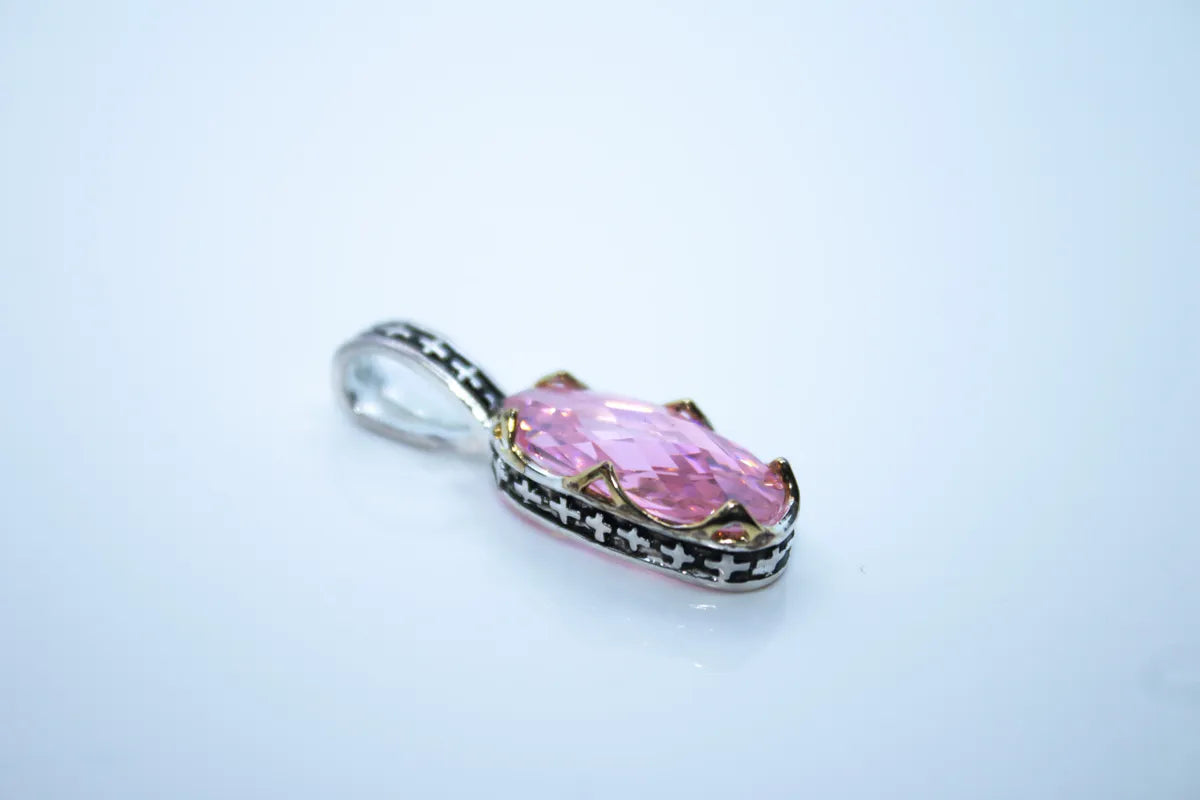 Sterling Silver Pink Stoned CZ Pendant