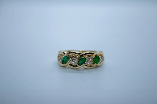 14 K Y/G Emerald and Diamond Ring