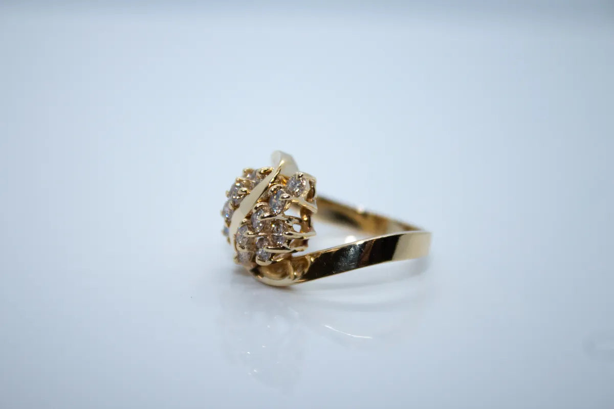 14 Karat Yellow Gold Diamond Cluster Ring