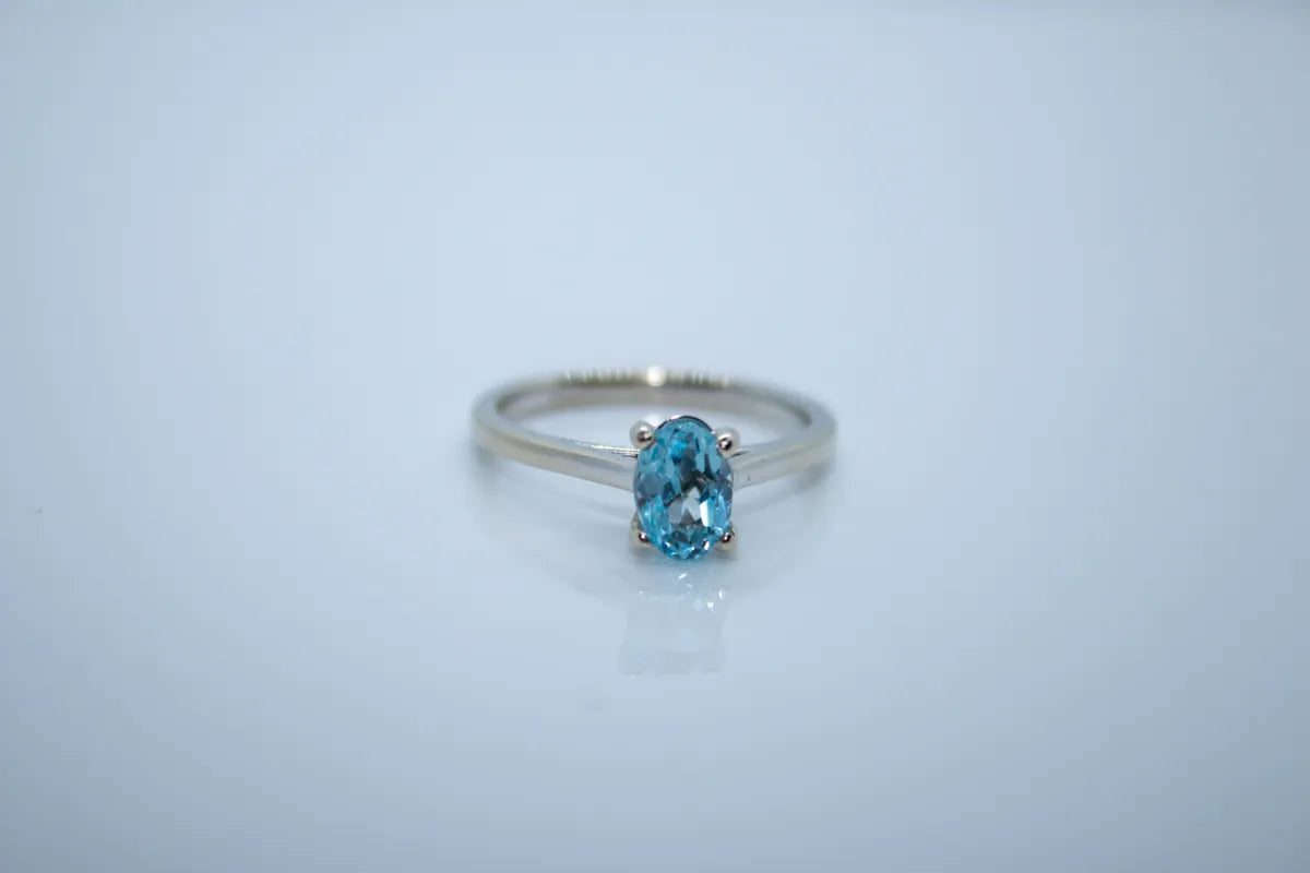 14K White Gold Aqua Ring