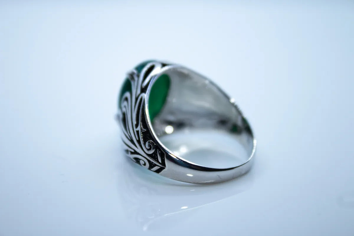 Sterling Silver Green Agate Ring