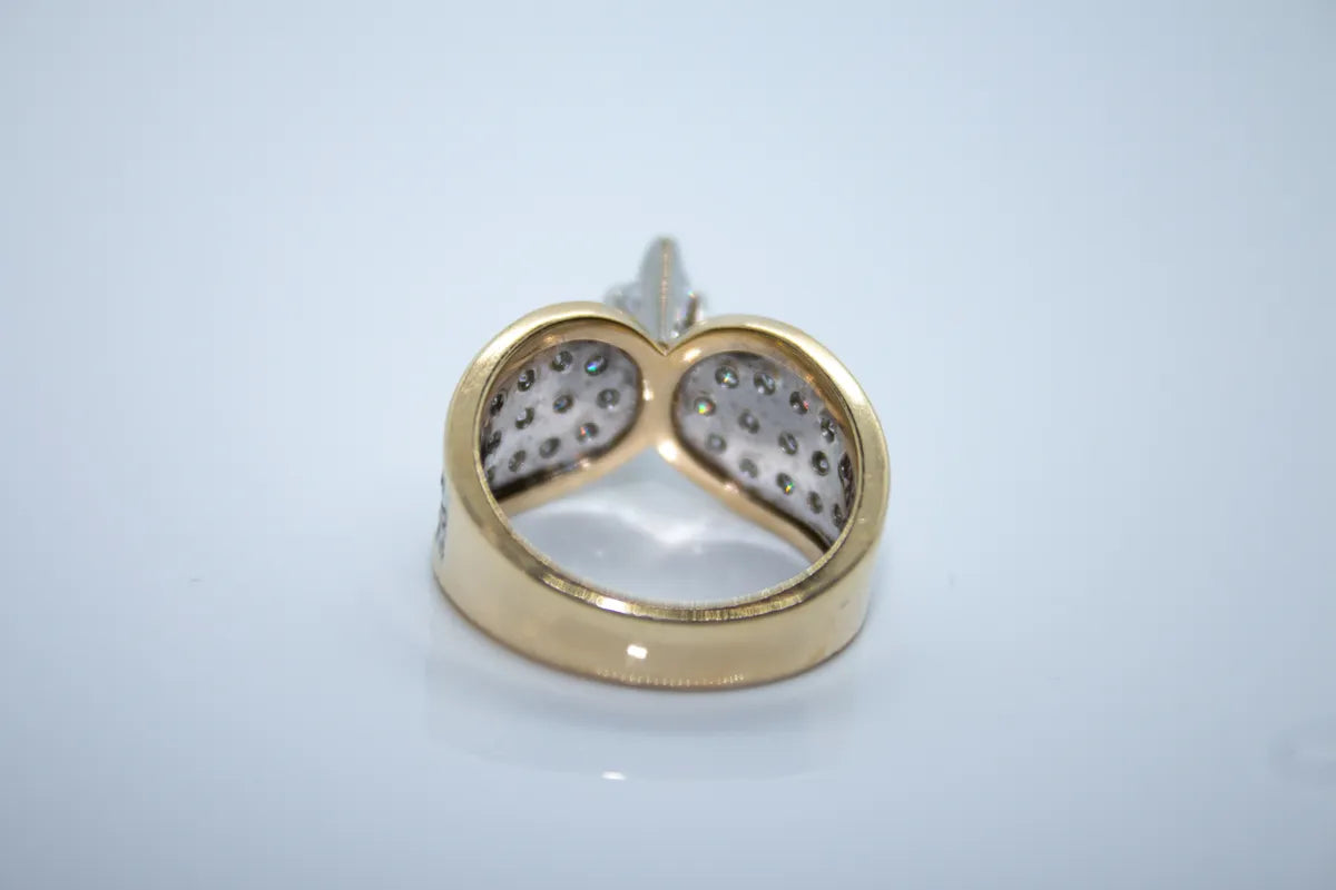 14K Yellow Gold Two-Tone Marquise Diamond Ring