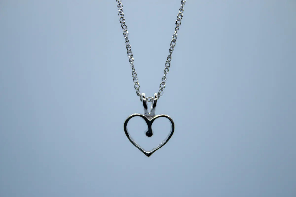 14 K WG Diamond Heart Pendant