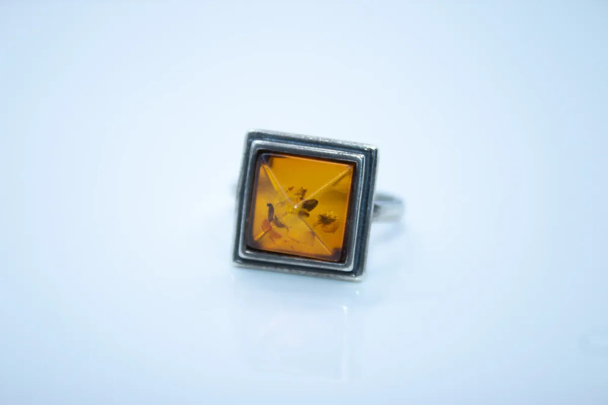 Sterling Silver Amber Ring