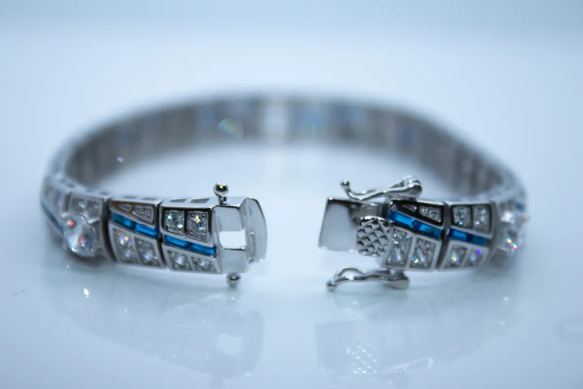 Sterling Silver CZ Sapphire Bracelet