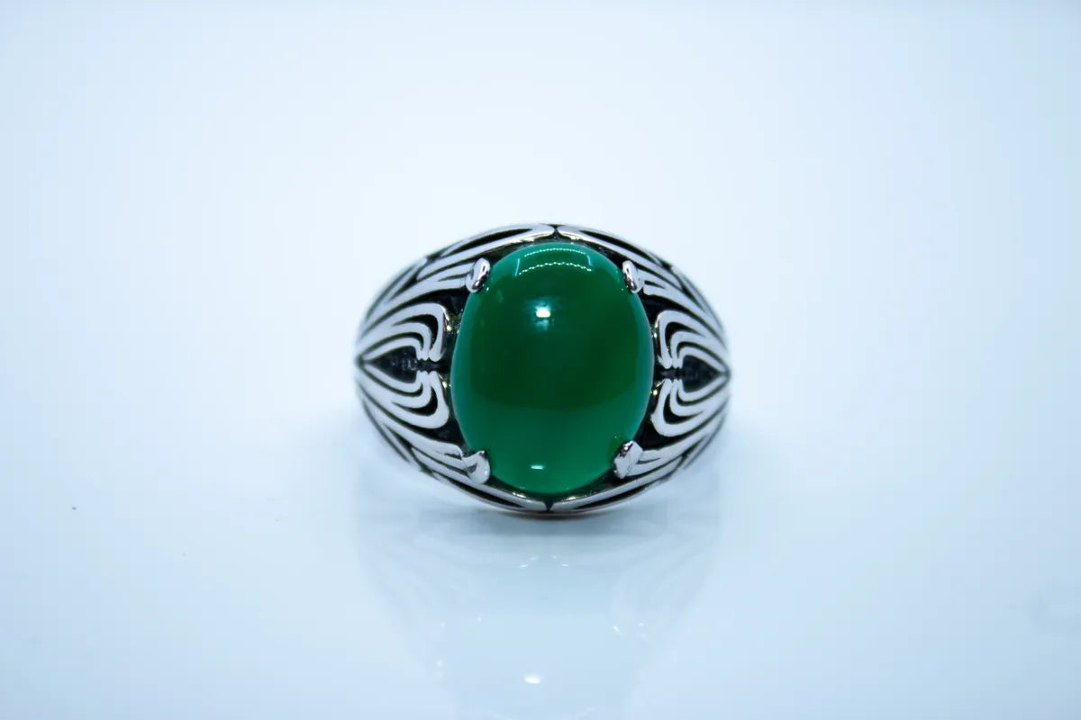 Sterling Silver Green Agate Ring