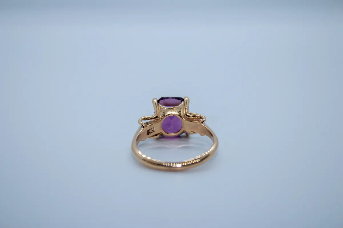 14 K Y/G Amethyst Ring, Emerald Cut