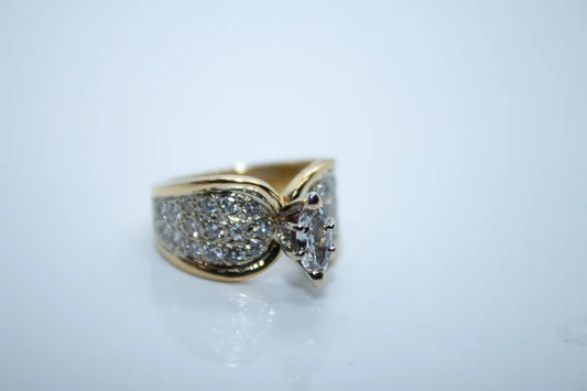 14K Yellow Gold Two-Tone Marquise Diamond Ring