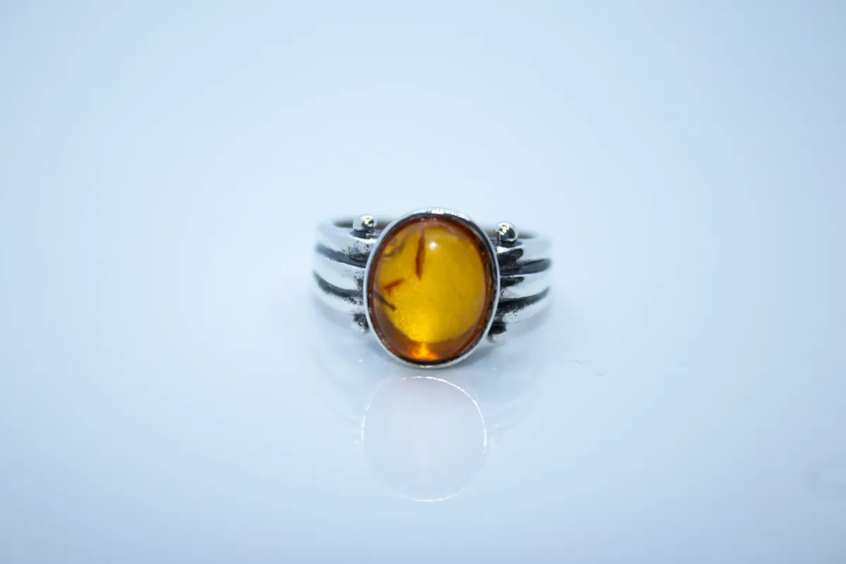 Sterling Silver Amber Ring