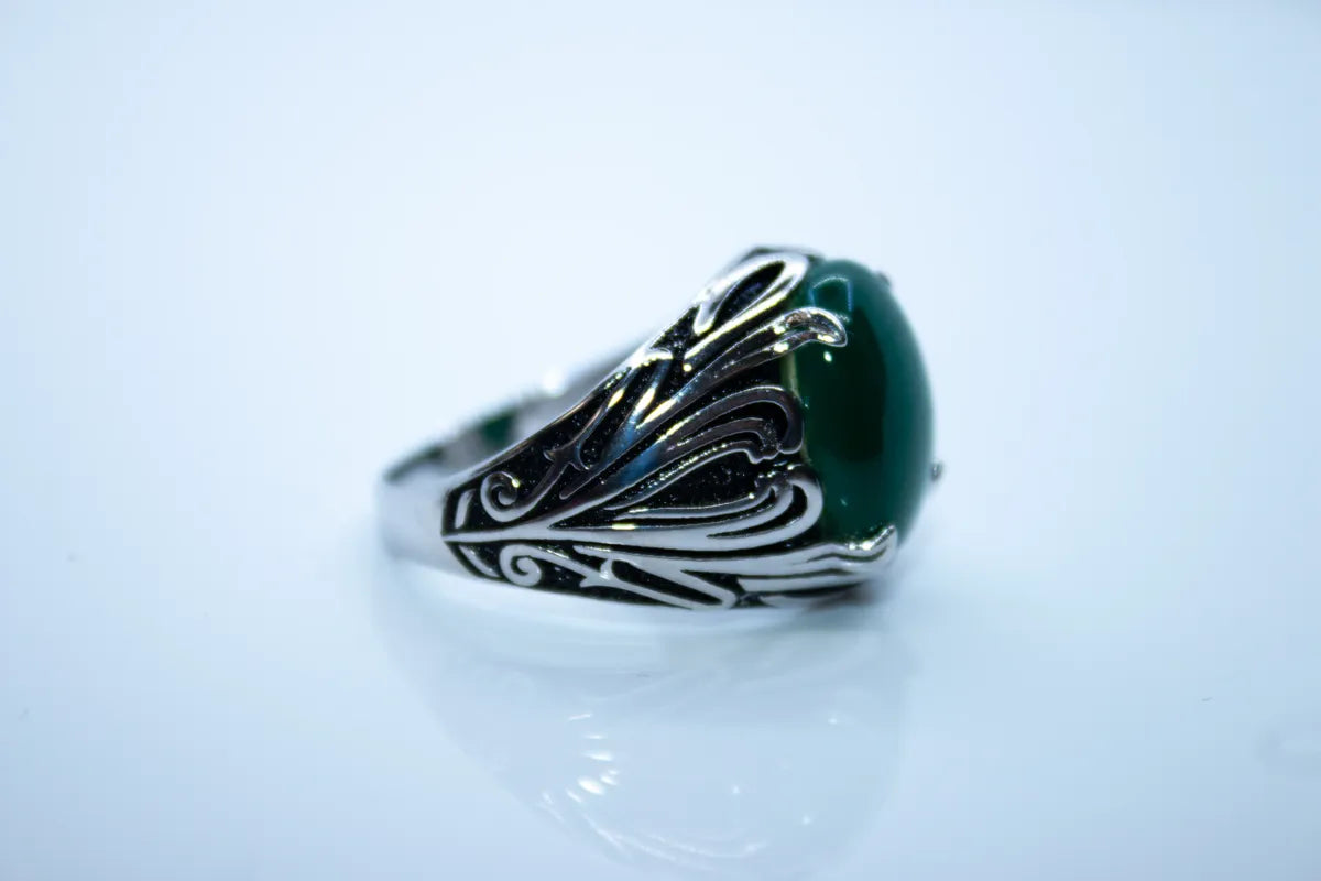 Sterling Silver Green Agate Ring